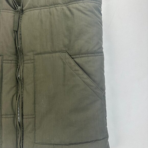 Nineteen Ninety One Vest Mens M Olive/plaid Polyester Hooded Full Zip Pockets - Picture 3 of 9